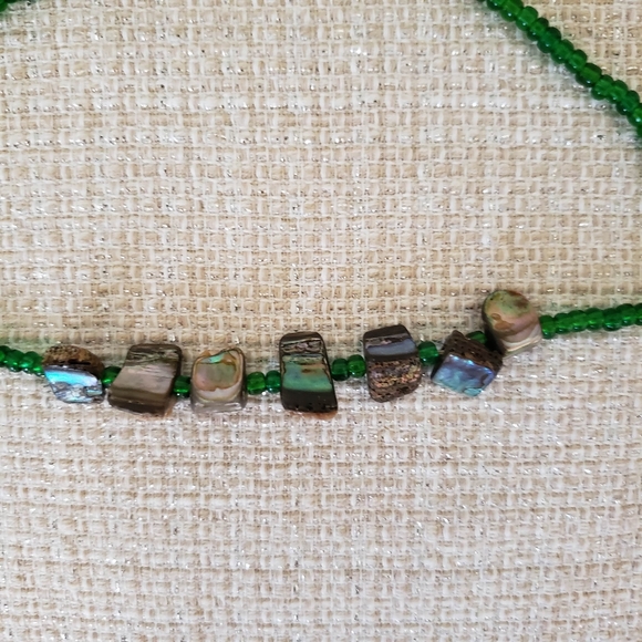 Vintage Abalone Chunk Beaded Choker Necklace - Picture 8 of 8